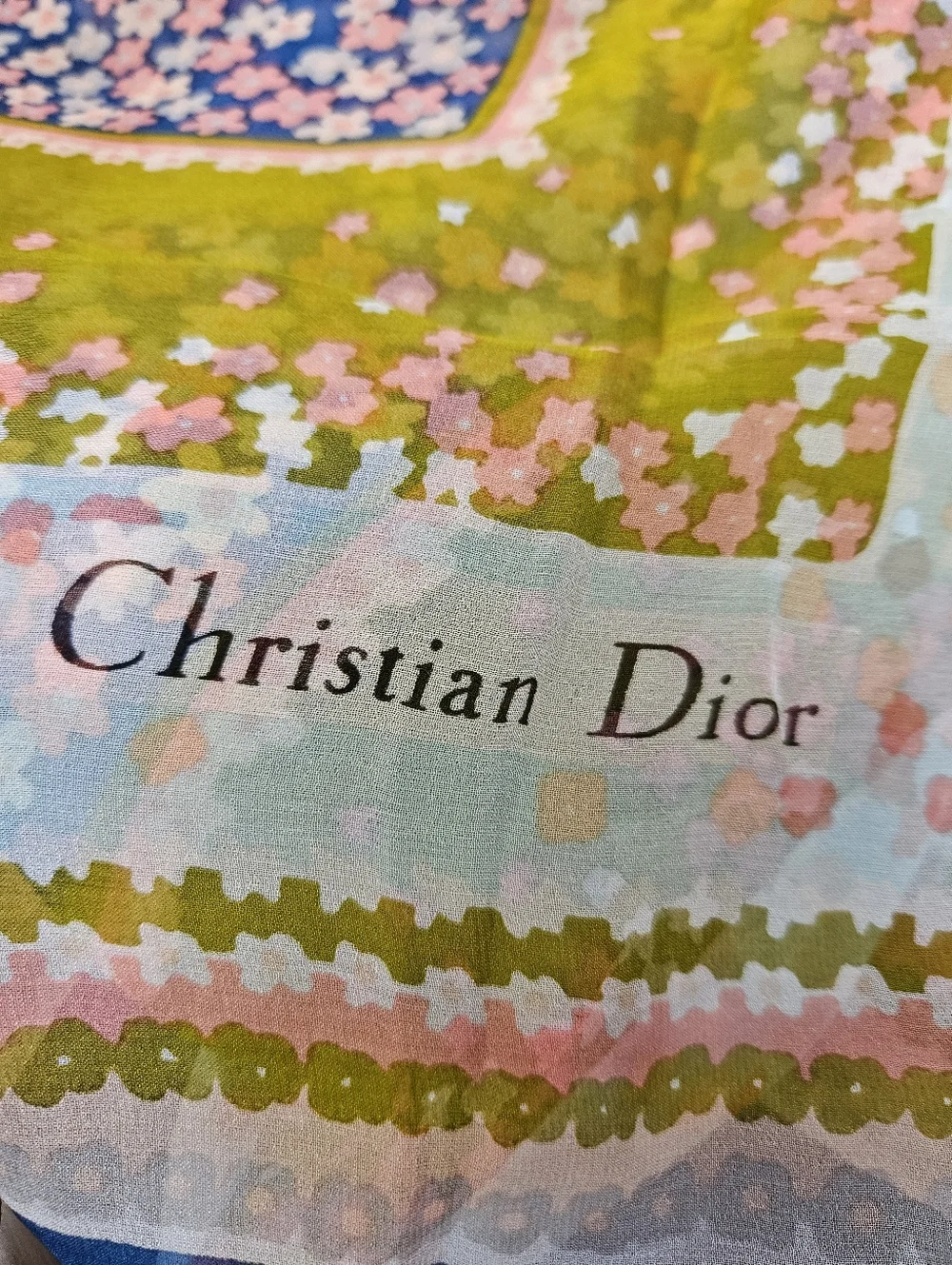 Christian Dior Vintage Floral Silk Stole Scarf In Original Envelope Box Package
